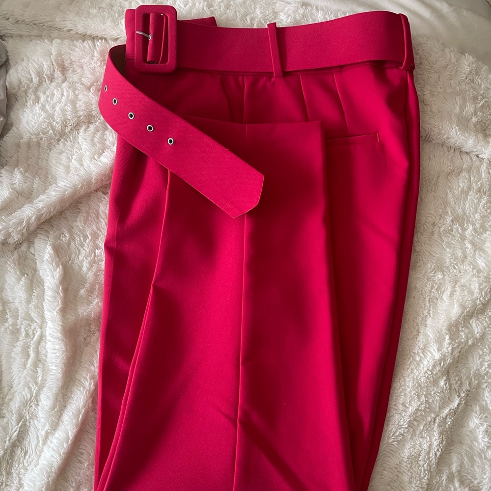 Zara Hot Pink Tailored Belted Trousers large - Picture 5 of 11